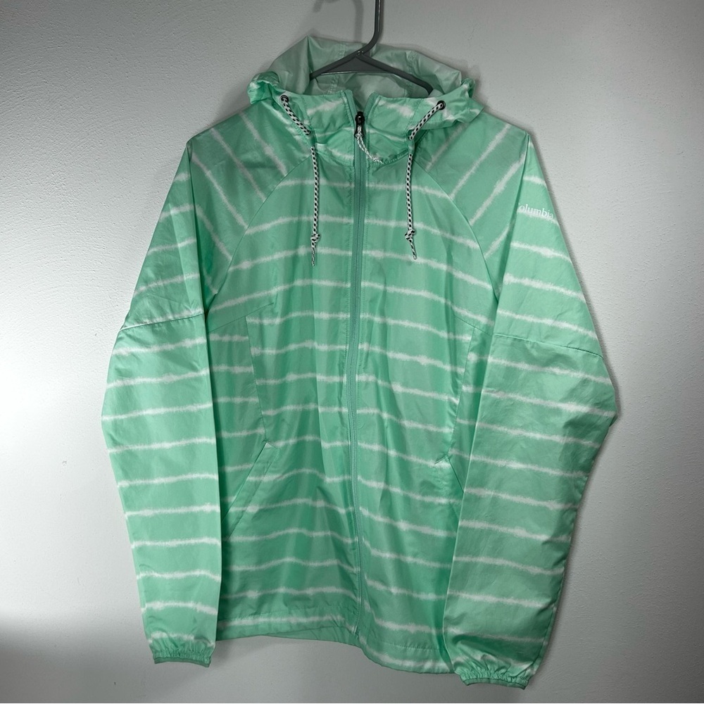 Columbia Mint Green HoodedStriped Utility Jacket Size S